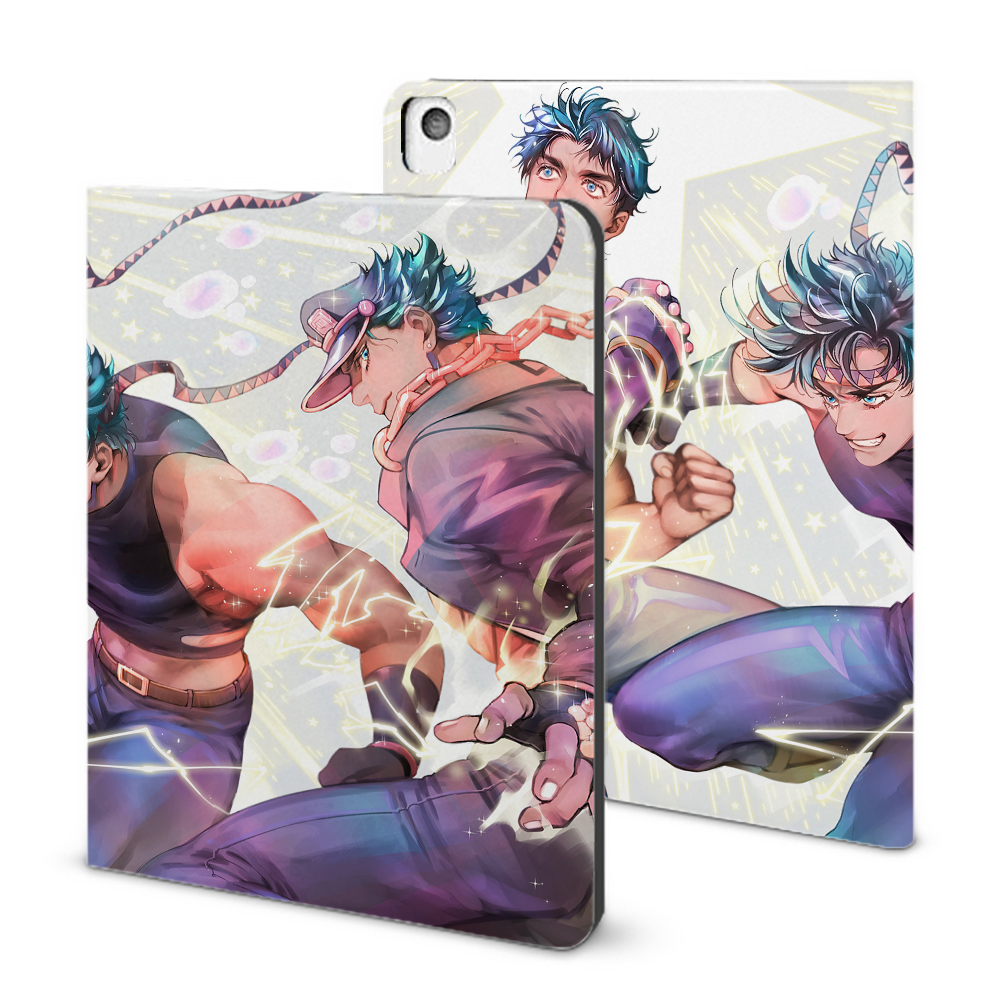 （画像用） ジョジョの奇妙な冒険 JoJo's Bizarre Adventure IPadケース ペンホルダー付き ブックスタイルデザイン